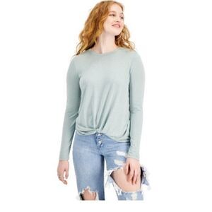 Hippie Rose Juniors' Twist-Hem Top Winter long sleeve shirt Size M